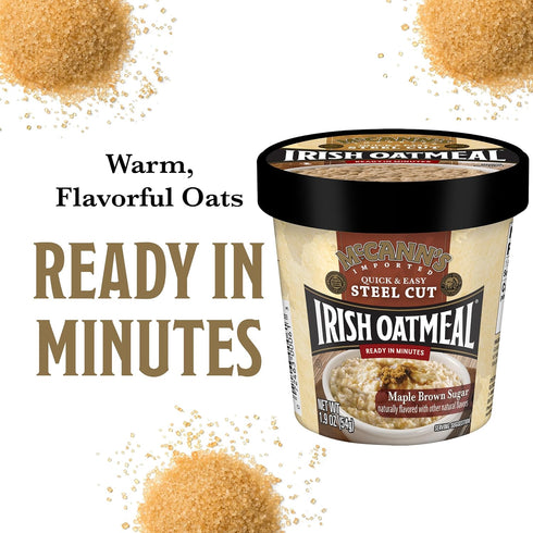 1.9 (Pack 12) McCann's Irish Oatmeal Instant Oatmeal Cup, Maple Brown Sugar, Ounce