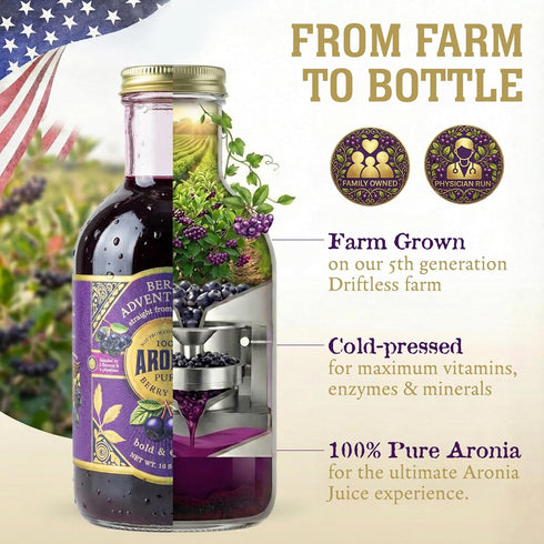 Berry Adventurous (30 Oz) 100% Packed Natural Aronia Berry Juice Fl Proudly USA Grown, Full Strength, Cold Pressed