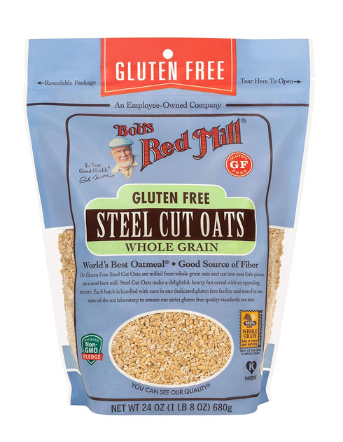 24oz (Pack 4) Bob's Red Mill Gluten Free Steel Cut Oats, of - Gluten Free, Non GMO, Whole Grain, Vegan, Kosher