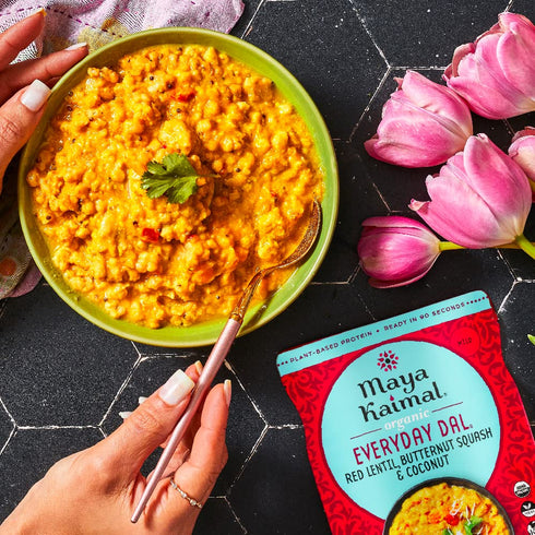 10oz (PACK 3) Maya Kaimal Organic Indian Foods | Red Lentil Everyday Dal | of | Microwaveable, Ready to Eat, Fully