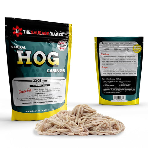 32-38mm, 25 Lbs 1.2-1.5" Pack-2 The Sausage Maker Natural Hog Sausage Casings Edible Casing For Sausage Making, Stuff