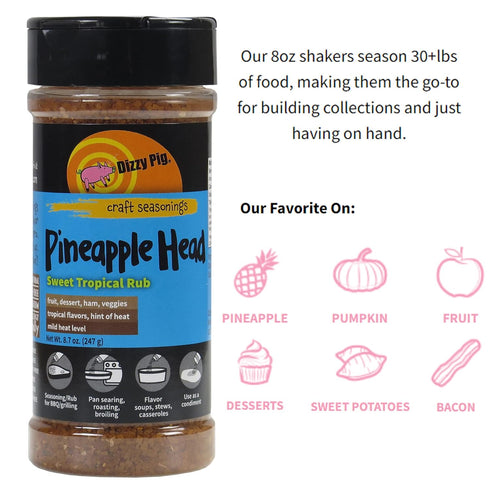 Dizzy Pig Pineapple Head Savory Sweet Tropical Seasoning Rub (8oz Shaker)