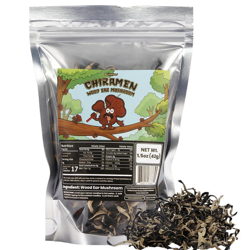 CHIRAMEN Dried Wood Ear Mushroom Ramen Toppings Black Fungus Mushroom Slices for