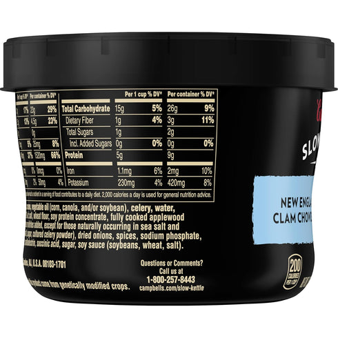 Campbell's Slow Kettle 15.5 oz. (Pack 5) Style New England Clam Chowder, Tub