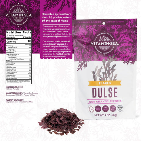 VITAMINSEA Dulse Dried Seaweed | Wild North Atlantic Seaweed for Snacking, Seasoning, Soups & Salads (4 OZ)