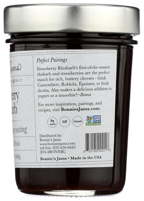 8.75 Bonnie's Jams, Strawberry Rhubarb Jam, Ounce