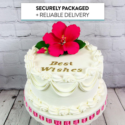 Global Sugar Art Hibiscus Sugar Cake Flower Spray, Hot Pink Hawaiian Cake Flower, 1 Count by Chef Alan Tetreault