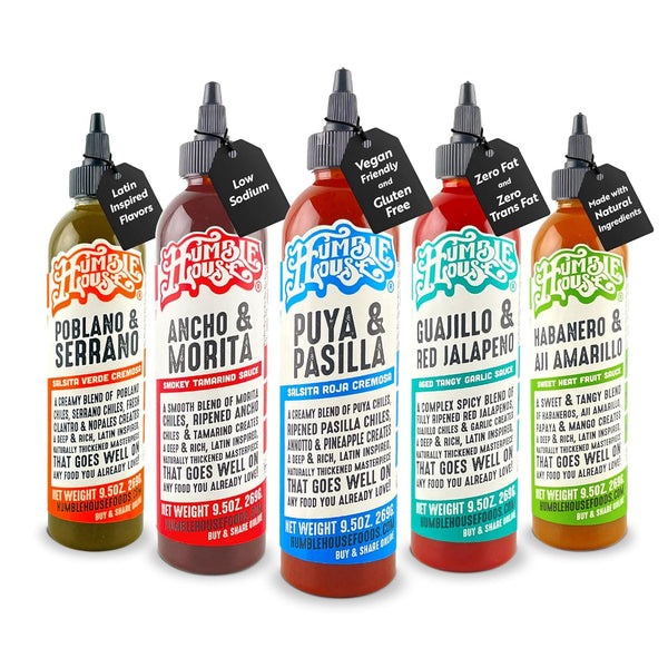 Humble House - Hot Sauce Variety Pack with 5 Low-Sodium Vegan Condiments