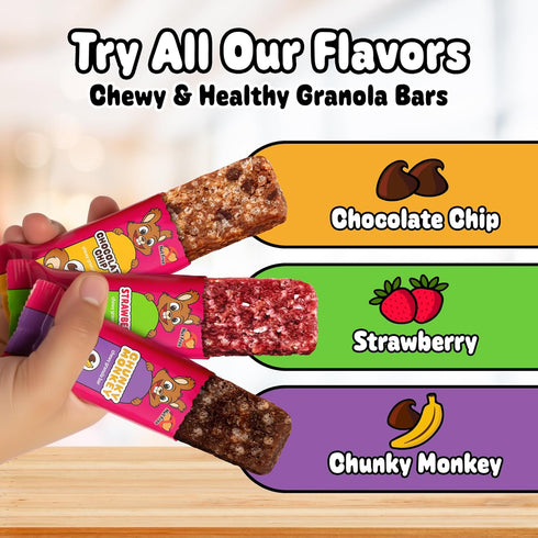 Pack 15, Snakkidz Organic Chewy Granola Bars for Kids, Allergen-Free, Nut-Free, Gluten-Free, Low Sugar Snack Bars Made