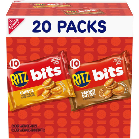 RITZ Bits Cheese and RITZ Bits Peanut Butter Sandwich Crackers Variety Pack,