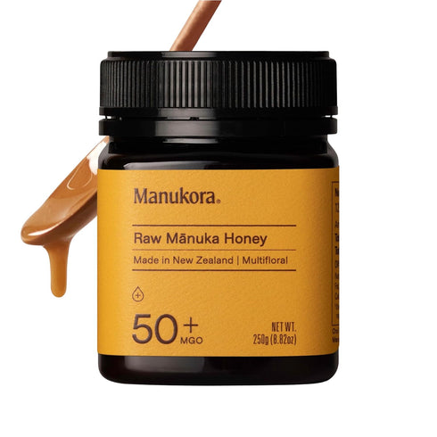 Manukora Raw Manuka Honey, MGO 50+, Non-GMO, Traceable from Hive to Hand, Daily Wellness Support - 250g (8.82 Oz)