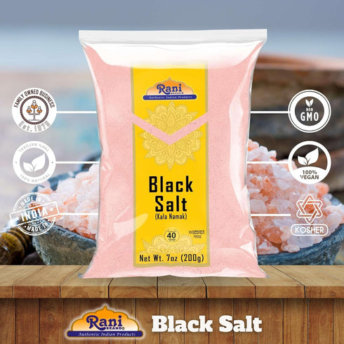 Rani Black Salt Powder (Kala Namak), 7oz (200g), Unrefined, Vegan, Gluten Friendly