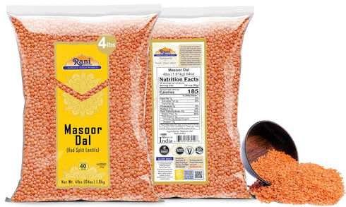 64oz (4lbs) 1.81kg Rani Masoor Dal (Indian Red Lentils) Split Gram, Bulk ~ All Natural | Gluten Friendly | NON-GMO |