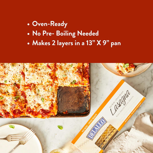 13.2oz 6 Pack, DeLallo No-Boil Lasagna Sheets, Box, Oven Ready, Made with Durum Wheat Semolina Flour, Non-GMO