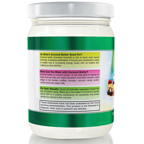 2 Pack 17.63 oz Organic Coconut Butter each Stone Ground Pureed w/E-Book of Organic Gourmet Keto Paleo Friendly Recipes