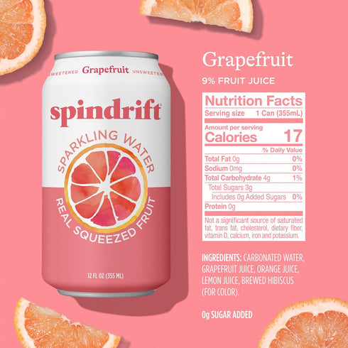 12 Oz (Pack 8) Spindrift Grapefruit Sparkling Water, Fl