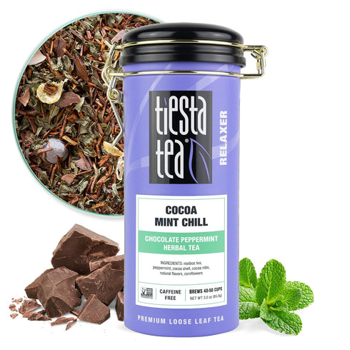 Tiesta Tea - Cocoa Mint Chill, Chocolate Peppermint Herbal Rooibos Blend, Non-Caffeinated, 3 Ounce Refillable Tin, Brew