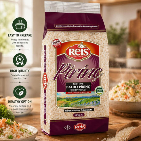 Arroz, 1.1 Lbs (500g) Reis Baldo Rice, Long Grain White Rice, Natural Cereal Bag for Pilafs & Meals, Healthy Pantry