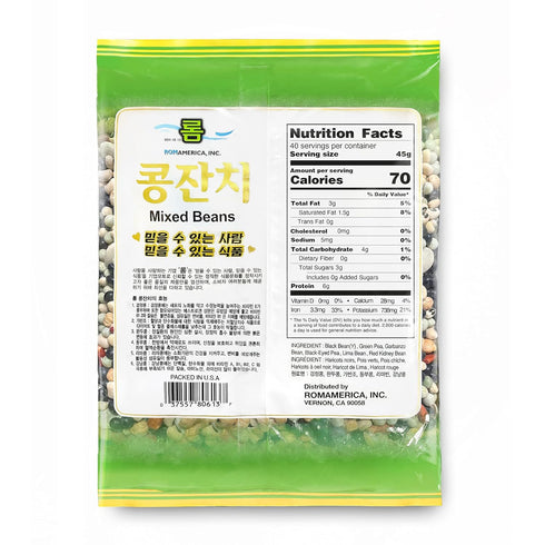 6 4 (Pack 1) ROM AMERICA Assorted Mixed Beans Premium Variety for Soup, Stews, Chili, Salads - Black Bean, Garbanzo