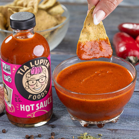 8 Oz (Pack 2) Tia Lupita Hot Sauce of - Flavorful Heat, Medium Spice with Smoky-Sweet Flavor - Gluten-Free, Non-GMO