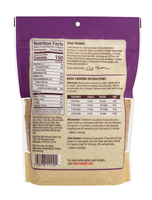 10 25oz (Pack 4)- Bob's Red Mill Grain Hot Cereal, of Whole Grain, Vegan, Kosher