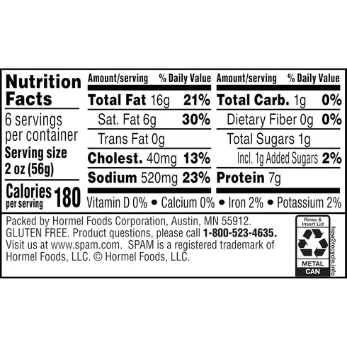 12 oz (Pack 12) Spam with Real Hormel Bacon Luncheon Meat