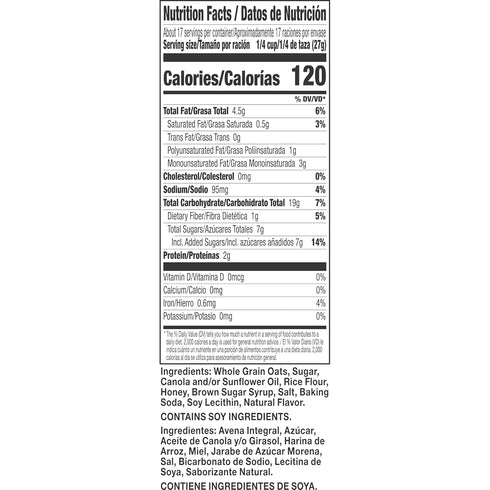 Cereal,16 oz,(Pack 4) Nature Valley Oats & Honey Big & Crunchy Granola Breakfast