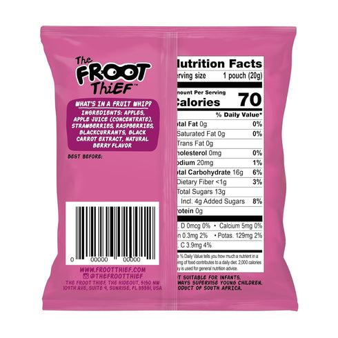 Pack, 10xStrawberry, 10xMixed The FROOT Thief Real Fruit Snack Whips BIG Variety Nut Free, Individual Bags for Kids
