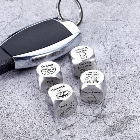 4 Anniversary Steel Gifts for Women Men PCS Food Movie Couple Date Night Dice for Her Him Wife Husband Funny Birthday