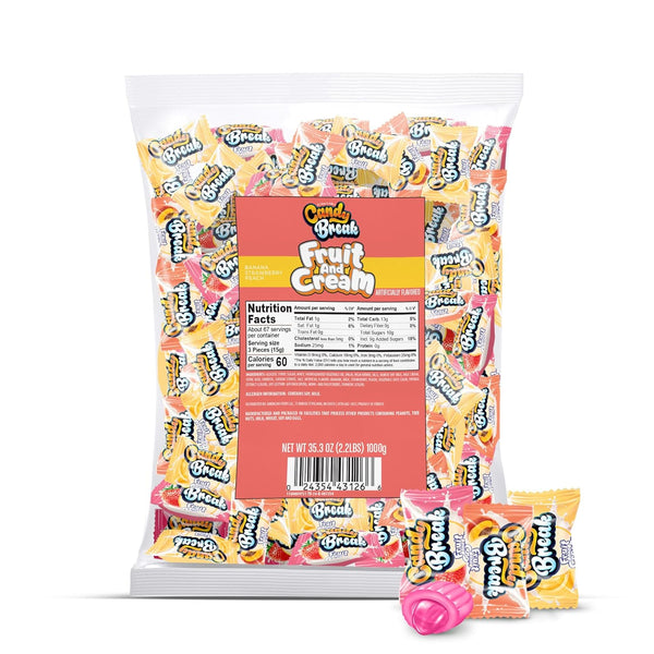 Candy Break Fruit & Cream Candy, Center Filled Hard Candies with Banana,
