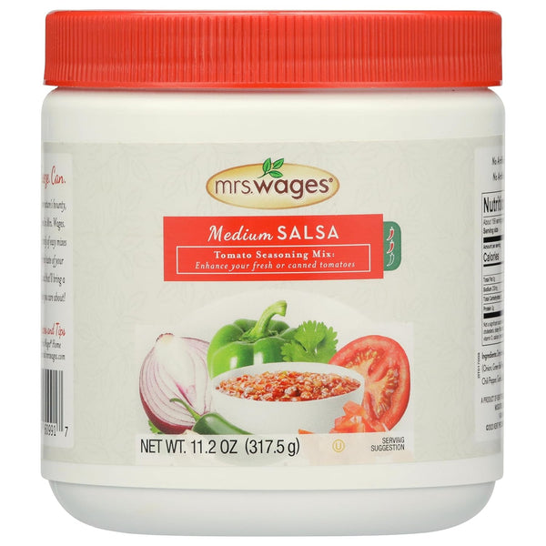 Mrs. Wages Medium Salsa Canning Mix, 11.2 oz Canister (Pack of 1) - Quick and Easy Flavorful Spice