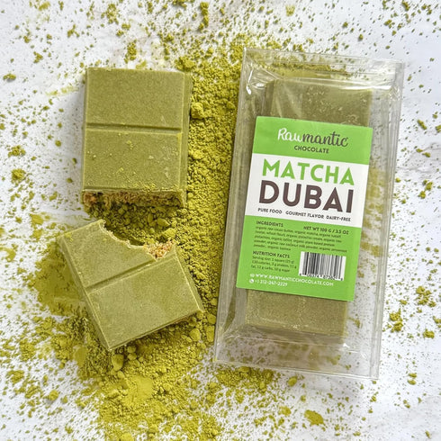 (3.5oz/100g) Rawmantic Matcha Dubai Chocolate Knafeh Pistachio Plant-Based, Vegan, Matcha Infused Chocolate, Crunchy