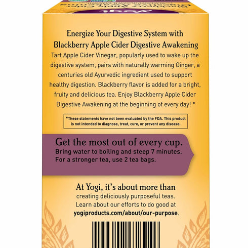 16 Pack (6 Packs) Yogi Tea Blackberry Apple Cider Digestive Awakening Tea - Tea Bags per - Organic Tea to Support