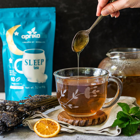 Aprika Life Sleep Tea for Bedtime Relaxation - Caffeine-Free Herbal Nighttime Tea with Chamomile, 60 Pack