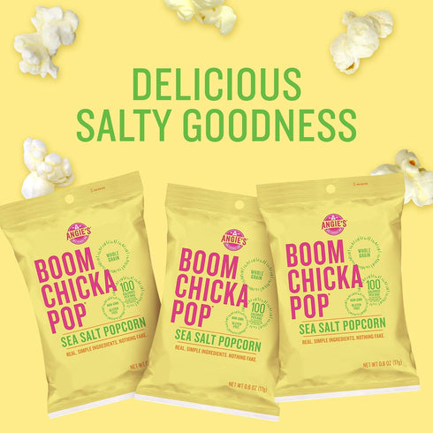 0.6 oz. (Pack 24) Angie's BOOMCHICKAPOP Sea Salt Popcorn, Individual Bag