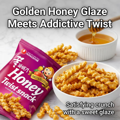 10.05 oz (1 Pack) Nongshim Honey Twist Snack, Sweet Crispy Korean Snack, Acacia Honey, Twisted Crinkle Shape, Crunchy