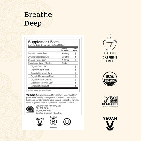 16 Pack (4 Packs) Yogi Tea Breathe Deep Tea - Tea Bags per - Organic Respiratory Tea - Supports Respiratory Health