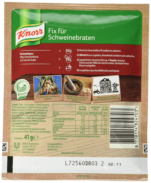 Knorr 41g Pack 4 Fix for Schweinebraten Roast Pork |