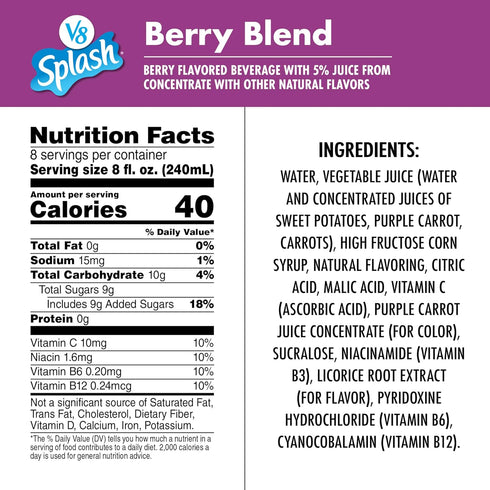 V8 64 oz (6 Pack) Splash Berry Blend Flavored Beverage, fl Bottle