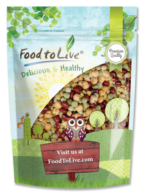 Crunchy Mix of Sprouting Bean Seeds, 1 Pound Green Peas, Adzuki, Lentils,