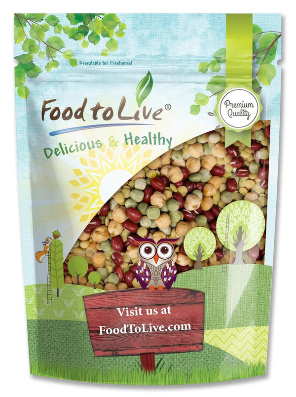 Crunchy Mix of Sprouting Bean Seeds, 1 Pound Green Peas, Adzuki, Lentils,