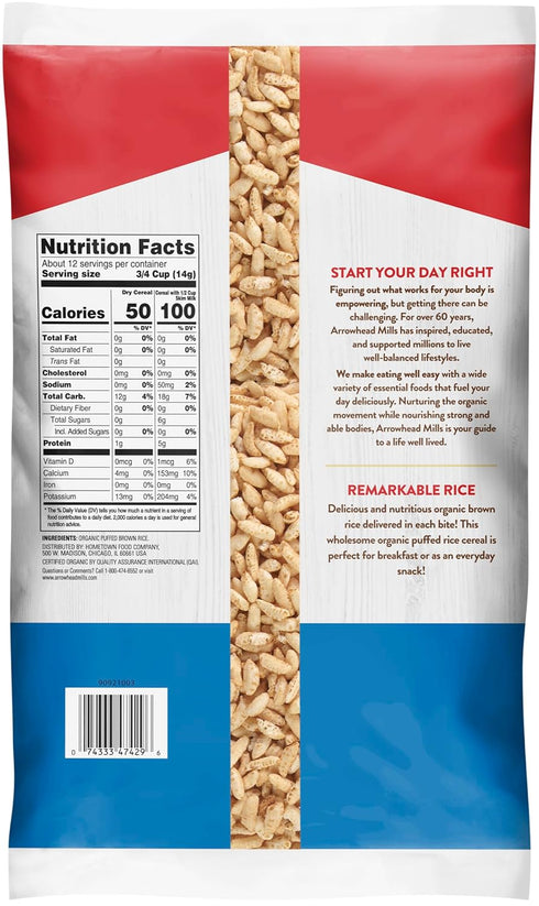 6 oz (Pack 6) Arrowhead Mills Puffed Rice Cereal, Bag