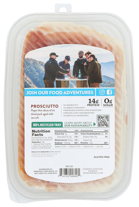2.0 Creminelli - Italian Artisan Handcrafted Fine Meats, Sliced Prosciutto Salami, Ounce