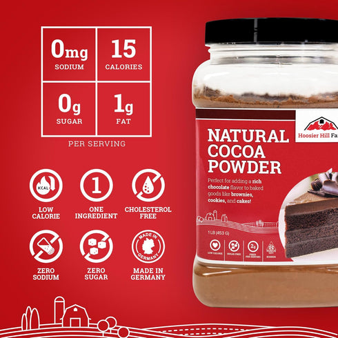 1LB (Pack 1) Hoosier Hill Farm Natural Cocoa Powder