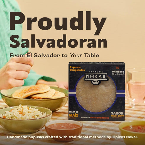 Frozen Frozen Frozen 10 Count, 50 oz Pack Tipicos Nokal Bean & Cheese Pupusas, Authentic Salvadoran Pupusas Meal