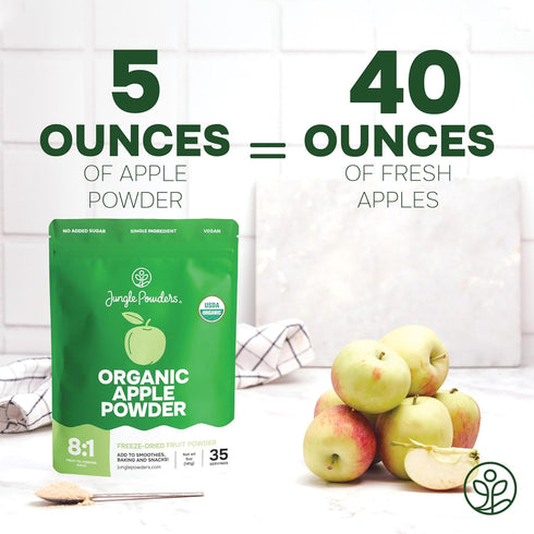 5 Jungle Powders Organic Apple Powder Ounce Bag Apple Extract for Baking, Smoothies, Seasoning - Organic Freeze Dried