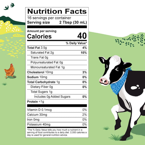 16 oz Organic Valley Grassmilk Half and Half Organic, Grass Fed, Non GMO (Pint)
