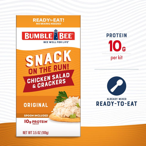 Pack 10g (Pack 12) Bumble Bee Snack On The Run! Protein Snack - Original Chicken Salad with Crackers - Protein per Box