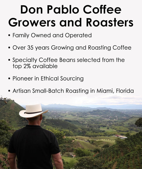 Don Pablo Colombian Supremo Whole Bean Coffee - Medium-Dark Roast with Low Acidity
