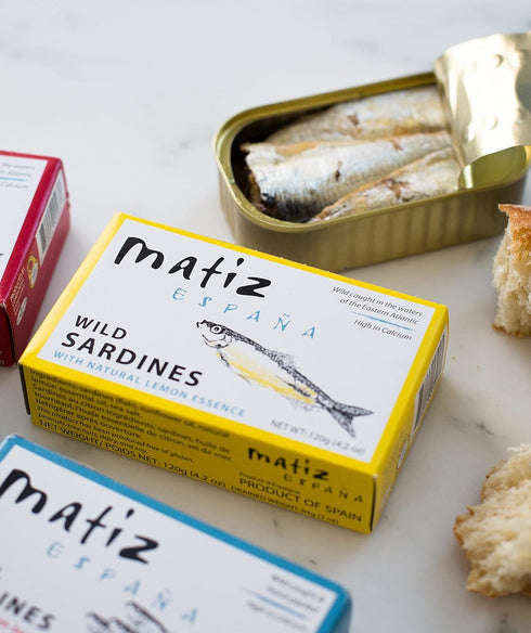Matiz Sardines with Lemon, Packed in Olive Oil, 4.2 oz/120g Tin